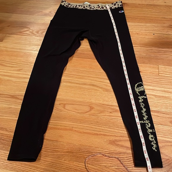 Champion black leggings with cheetah bring wait and wording comfy leggings soft - Picture 7 of 11